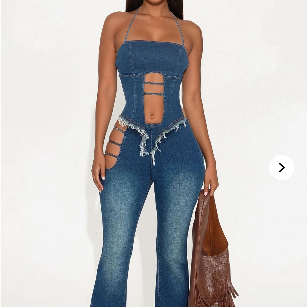 Two piece jean outfit